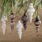 Yunlly 9 Pcs Neutral Christmas Ornaments Textured Christmas Tree Decor with Hanging Loop Modern Brown Hanging Finial Ornaments Shatterproof Home Decor for Xmas Vintage Rustic Farmhouse (Classic Color)