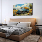 AIYISU Sunflower Wall Art Farmhouse Pictures Wall Decor Vintage Floral Prints Rustic Barn Truck Pictures Country Wildflower Canvas Painting Artwork for Bedroom Living Room Home Decoration 24x48
