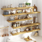 24 Inch Floating Shelves for Wall Set of 2, 12"D Wood Grain Bathroom Shelves with Invisible Brackets, Easy Install Engineered Wood Storage Shelves for Kitchen, Living Room, Bedroom, Oak Finish