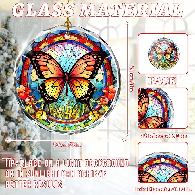Stained Glass Butterfly Ornament - Christmas Tree Decor, Gift Exchange Present