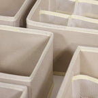 6 Pack Foldable Drawer Organizer Dividers Cloth Storage Box Closet Dresser Organizer Cube Fabric Containers Basket Bins for Underwear Bras Socks Panties Lingeries Nursery Baby Clothes Beige