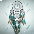 Bohemian 5 Rings Turquoise Dream Catchers with Turquoise Pendant Handmade Native American Style Wall Hanging Decor for Bedroom, Living Room, Boho Home Decor & Gift(Black 5 Rings)