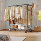 Raybee Clothes Rack Load 630LBS, Heavy Duty Clothes Rack, Rolling Clothing Racks for Hanging Clothes with Wheels, Adjustable & Commercial Garment Rack, 22" D x 75" W x 68" H, Black