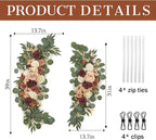 Ting's time Wedding Arch Flower Pack of 2 Artificial Silk Large Flower Swag Welcome Sign Floral Swag Reception Backdrop Floral Decor for Fall Wedding Party Ceremony（Terracotta & Champagne）