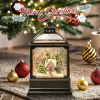 Christmas Snow Globe Lantern with 8 Music Songs & 6H Timer Water Snow Globe Lantern USB & Battery Operated for Christmas Festival Decorations Gifts (House)