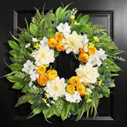 Summer Wreath for Front Door, 24 Inch Summer Wreath Floral with Peony Ranunculus Hydrangea Flower Summer Door Wreaths for Porch Entryways Wall Window Farmhouse Party Home Seasonal Decor