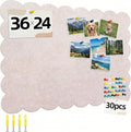 Scalloped Beige Felt Bulletin Board 36x24 Inches - Self-Adhesive Foldable, with 30 Pushpins, Cork Board Alternative - Decorative Pin Board for Wall, Home, Office & School (Beige, 36"x 24")