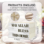 Wooden Decorative Book Stack for Table & Living Room Bookshelf - Christian Farmhouse Style, May Allah Bless This Home Decor (L24)