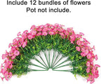 Artificial Flowers Fake Plants for Outdoors Decoration, 12 Bundles Pink Silk Morning Glory with Eucalyptus Realistic UV Resistant Faux Flowers Greenery for Outside Planter Yard Garden Home Indoor Urn