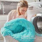 OLANLY Teal Blue Round Rugs for Bedroom - Machine Washable, 2 ft Circle Area Rugs for Living Room, Soft and Fluffy Shaggy Carpet for Teen Girls and Boys, Nursery Rooms, Dorms, Home Decor Aesthetic