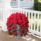 Ivydale Fake Geraniums Artificial Flowers for Outdoors Spring Plants Decor, 2 PCS Red Faux Hanging Flowers Outdoor Realistic Silk Geraniums Vines UV Resistant for Outside Planters Porch Patio Garden