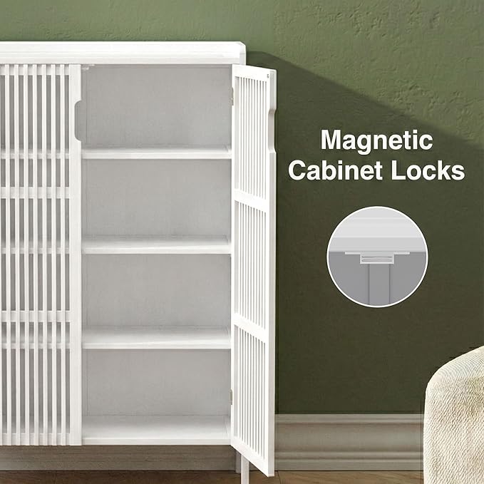 Shoe Cabinet with Doors Bamboo 5 Tiers Shoe Storage Cabinet for Entryway, 25 Pairs Wooden Shoe Cabinets, Modern Shoe Organizer Storage for Living Room, Bedroom, Hallway, Closet (White)