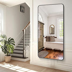BONEWEI 72x36 inch Large Bathroom Mirror,Black Rectangle Mirror,Wall Mounted Bathroom Frame Vanity Mirror with Round Corner for Bedroom Living Room,Entryway Hangs Horizontal or Vertical