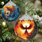 Stained Glass Suncatcher Ornament - Phoenix Christmas Decorations - Christmas Ornaments for Tree - Holiday Present Ideas - Gift Exchange