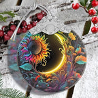 Sun and Moon Stained Glass Hanging Ornament - Christmas Tree Decoration Idea