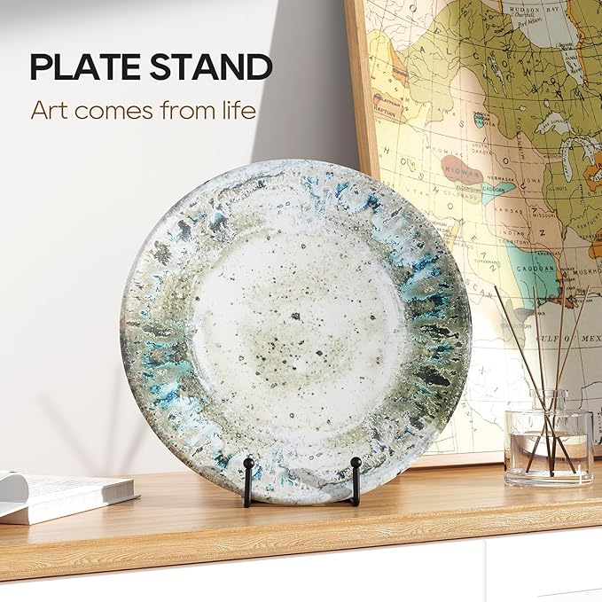 HONGYUTAI 3 Pack 8 Inch Plate Stands for Display Picture - Table Top Display, Decorative Metal Frame Holders for Book, Photo and Platter, Tabletop Art, Black