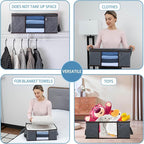 VENO 3 Pack Medium Clothes Storage Bag Organizer with Reinforced Handle, Thick Container Bins for Blankets, Comforters, Bedding, Foldable with Sturdy Zipper, Clear Window, Grey, Reusable (9.5 Gallon)