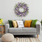 Sggvecsy Purple Daisy Wreath 24 Inch Spring Summer Wreath with Fake Silk Floral Green Eucalyptus Leaves and Lavender for Front Door Window Wall Wedding Farmhouse Festival Decor