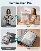 BAGSMART Vacuum Storage Bags with Portable Pump, Travel Space Saver Bags for Clothes, Heavy Duty Compression Bags for Storage, Vacuum Seal Bags with Hand Pump, Travel Essentials for Packing-Gray