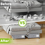 Under Bed Storage with Wheels, 4-Pack Under the Bed Storage Containers with Clear Lids & Label, Underbed Storage Bins, XXL 60L Rolling Metal Drawer for Clothes, Shoes, Toys, Books - Gray