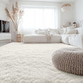 OLANLY 8x12 Machine Washable Large Area Rugs for Living Room, Bedroom, Soft Fluffy Shaggy Bedside Rug, Indoor Floor Carpet for Kids Girls and Boys, Dorms, Nursery, Home Decor Aesthetic, Ivory