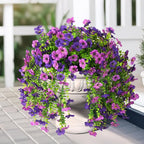 INQCMY 2Pcs Artificial Fake Hanging Flowers for Outdoors UV Resistant Artificial Plants for Spring Summer Decor Look Real Faux Flowers for Outside Home Planter Porch Patio Decor