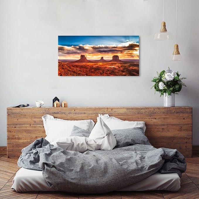 Monument Valley Mountain Wall Art Sunset Desert Wall Decor Nature National Park Posters Arizona Landscape Pictures Modern Scenery Canvas Prints Artwork for Living Room Bedroom Home Decorations 20x40"