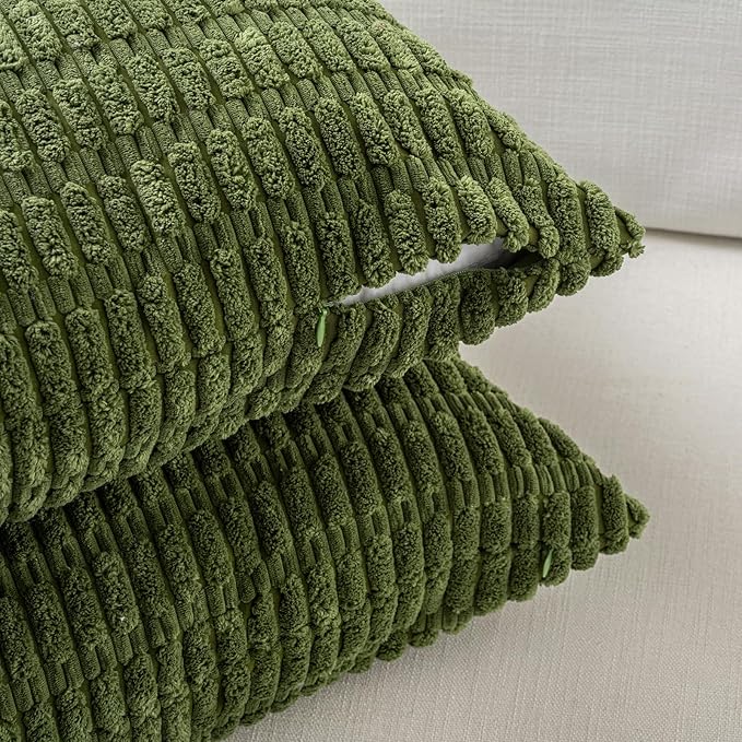 Fancy Homi 4 Packs Decorative Throw Pillow Covers for Living Room Couch Bed, Modern Farmhouse Boho Home Décor Accent Cushion Case, 20" x 12", Green Series