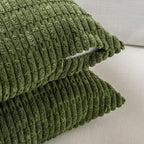 Fancy Homi Set of 4 Green Spring Decorative Throw Pillow Covers 12x12 Inch for Couch Bed Chair, Aesthetic Rustic Boho Room Decor, Soft Fuzzy Double Sided Thick Corduroy Textured Cushion Case 30cm
