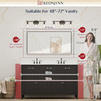 Keonjinn 48 x 24 Inch Black Bathroom Mirrors for Over Sink Bathroom Vanity Mirror for Wall Metal Frame Rectangle Mirror Large Square Corner Matte Black Mirror Full Length Mirror(Horizontal/Vertical)