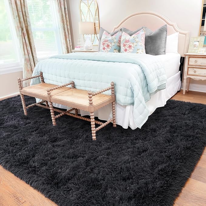 Rugs for Living Room 5x7, Soft Shaggy Modern Shag Area Rug for Bedroom, Upgrade Non-Slip Plush Fluffy Carpet for Kids Boys Girls Room Home Decor Aesthetic, Charcoal Gray