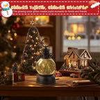 Christmas Snow Globe Lantern - Lighted Musical Water Globes with 6H Timer, Glittering Swirling Santa & Gnomes Scene, Battery/USB Powered Holiday Decoration for Indoor Christmas Decor & Gifts