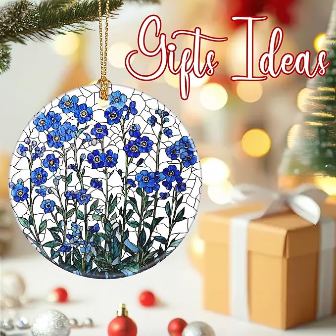 Flower Hanging Ornament, Christmas Ornaments, Xmas Decorations for Tree, Ornaments for Christmas Tree, Holiday Ornament, Flower Themed Gifts, Holiday Party Gifts, and Xmas Gift Ideas - Forget-Me-Not