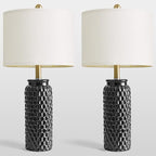 USumkky 24" Modern Ceramic Black Bedside Lamp Set of 2 Table Lamp for Bedroom Decor Farmhouse Table Lamp for Living Room Office Dorm