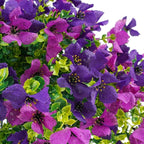 Artificial Faux Plants Flowers Outdoor Spring Summer Decoration, 12 Bundles Fake Silk Colorful Daisy Eucalyptus Realistic UV Resistant for Outside Home Planter Porch Patio Yard Decor (Purple)