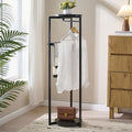Kings Brand Furniture Suit Valet Stand, Coat Rack with Rods & Storage Trays - Tie Jacket Hanger, Freestanding Clothing Organizer Perfect for Bedrooms & Entryways, Black