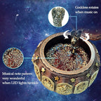 Briskfeel Vintage Music Box with Constellations Rotating Goddess LED Lights Twinkling Resin Carved Mechanism Musical Box with Sankyo 18-Note Wind Up Signs of The Zodiac Gift for Birthday (A1 Vintage)