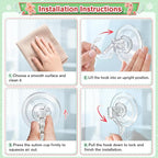 VIS'V Wreath Hanger, Large Suction Cup Wreath Hooks, Heavy Duty, 22 LB Capacity, Removable and Reusable, Clear, 4 Pcs