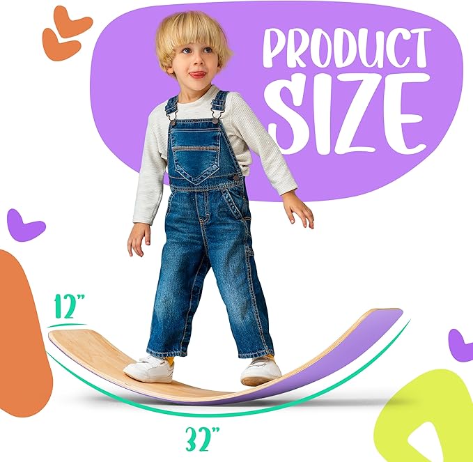 Ultimate Wooden Wobble Balance Board for Kids by bagacootha – Wooden Toddler Toys & Kids Rocker for Endless Play & Imagination | 32" Wobble Balance Board with Felt Base.
