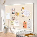 36''x24'' Inch Linen Cork Bulletin Board with Frame, Decorative Pin Board for Office Home and School Wall Decor