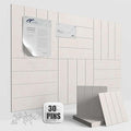 Large Cork Board Strips for Wall, 36" x 24" Bulletin Board, 6 Pack Fabric Wall Tiles with Pushpins, Adhesive Cork Board for Office, Sound Absorbing Bulletin Board Set for Home Music Class, Warm White