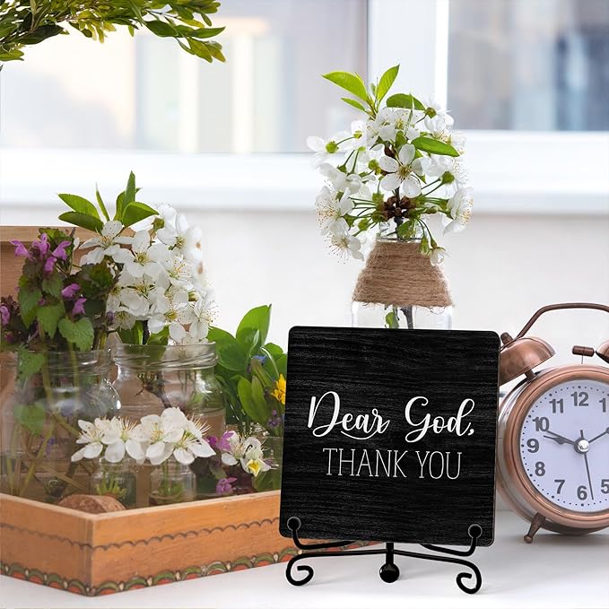 Modern Farmhouse Decor, Home Decor For Living Room, Boho Chic Aesthetic Shelf Decorations, Christian Dear God Sign, Farm House Entryway Tv Stand Fireplace Coffee Table Decoration (03)