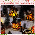 Liliful 36 Pcs Christmas Village Set Decoration Led Lighted Christmas Village House Scene Winter Houses Buildings Collection for Xmas Gifts Table Desktop Indoor Decoration Displays