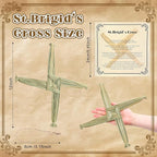 Bucherry St. Brigid's Wall Cross Decor Irish Gift Cross with History Card for Irish Blessing Gift for Celtic Imbolc Decor(Classic Style,12 in,Green)