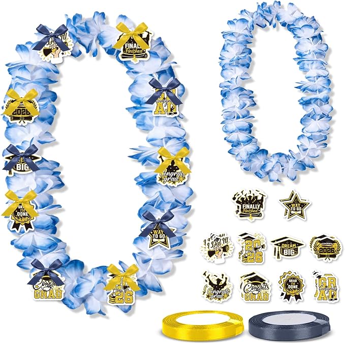 Leis for Graduation 2026, Artificial Flower Wreath with Cards Graduation Lays Gifts, Congrats Grad for High School