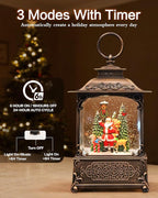 Christmas Snow Globes Light up Snowglobes Christmas Lantern with 8 Songs, 10.43" Christmas Snow Globes for kids adults, 6H Timer & Dual Power, Lighted Christmas Decorations Indoor, Gifts for Women Men