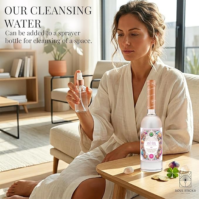 SOUL STICKS Cleansing Water 7.5 oz. Bottle for Rituals, Clearing Negative Energy and Purifying Home Spiritual Florida Water (Fast Luck)