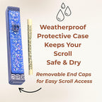 Sparkling Art Glass Mezuzah - Easy Mount Indoor or Outdoor - Weatherproof Metal Case - Gift Box and Non-Kosher Scroll Included - Hand Made in USA - Guaranteed for Life! (Periwinkle Blue)
