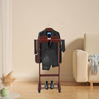 Clothing Valet Stand, Wood Suit Rack, Freestanding Valet Stand for Women and Man, 17"x12"x44" Suit Stand for Home Hotel Office (Reddish Orange)