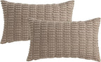 MIULEE Pack of 2 Corduroy Decorative Lumbar Throw Pillow Covers 24x12 Inch Soft Boho Striped Pillow Covers Modern Farmhouse Home Decor for Sofa Living Room Couch Bed Light Brown